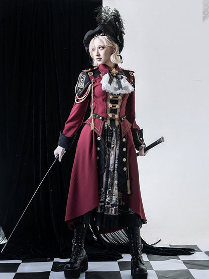 Black & Red Military Lolita Double-Breasted Coat