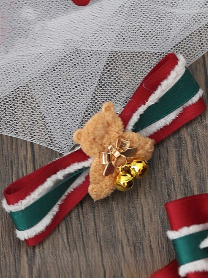 Bell Hairclip White Bowknot Style Red Bear Christmas
