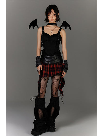 Glamorous Ärmelloses Korsett Top Träger Schwarz Herzförmiger Ausschnitt Schnalle Schulter