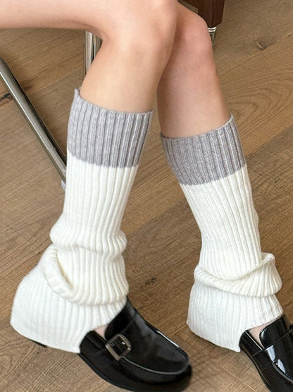 Gestrickte Beinwärmer in Weiß/Khaki/Dunkelblau/Dunkelgrau/Dunkelrot/Kaffee