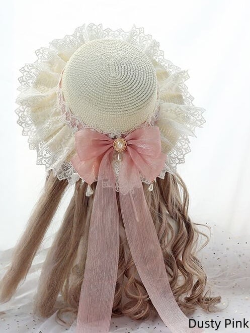 Colors Country 8 Lolita Straw Off-white Lace-trimmed Hat with