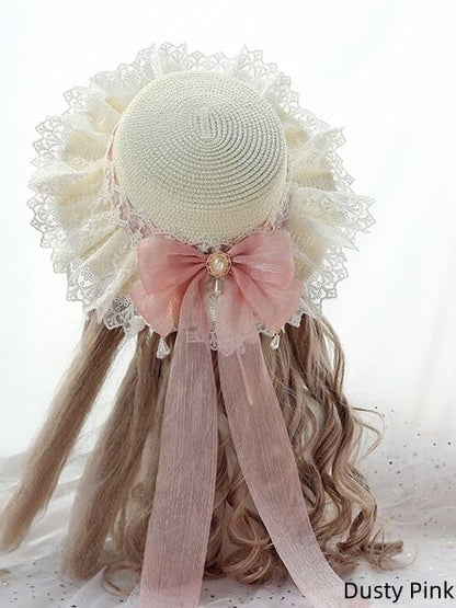 Colors Country 8 Lolita Straw Off-white Lace-trimmed Hat with