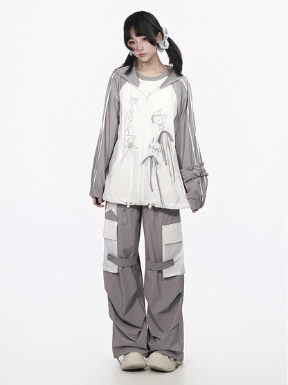 Cool-Touch Cartoon Print Hooded Jacket - PINK SAVIOR
