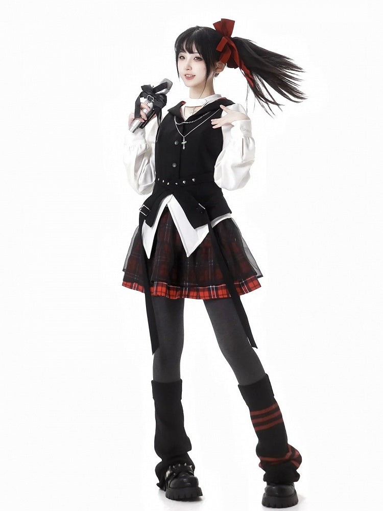 取り外し可能なカットアウトブラウスネックライン、ホワイトチャームクロスカーブヘム