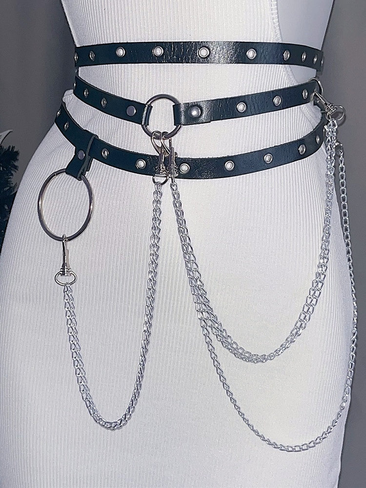 Options 2 Chain Y2K Charm Belt Black Waist