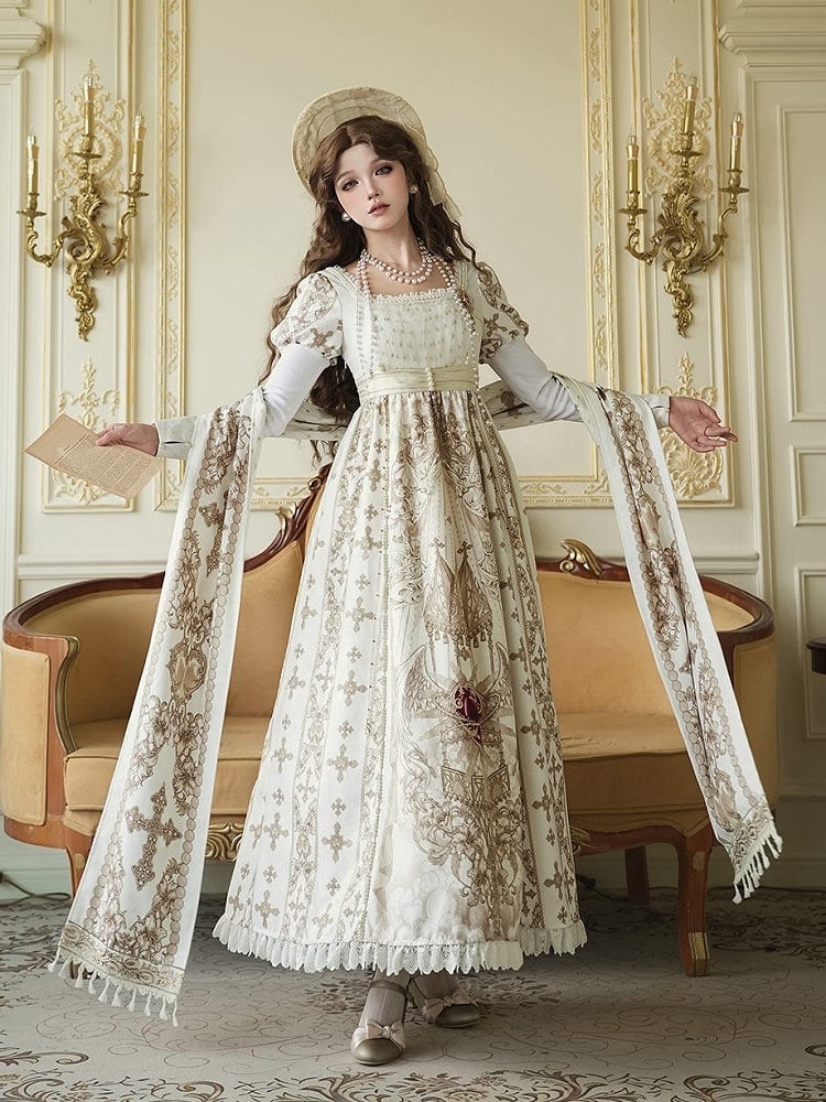 Gold Cross Lolita Shawl with Tassels - Unknown Star