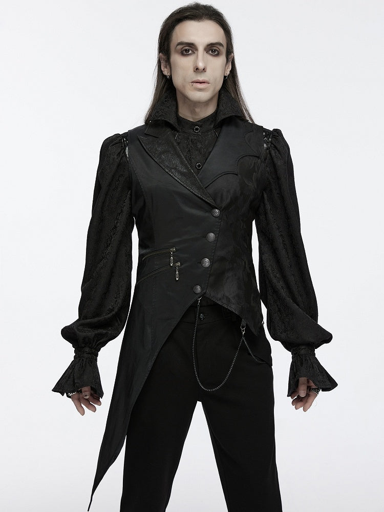 Vest Dark Men's Night Asymmetric Black Goth