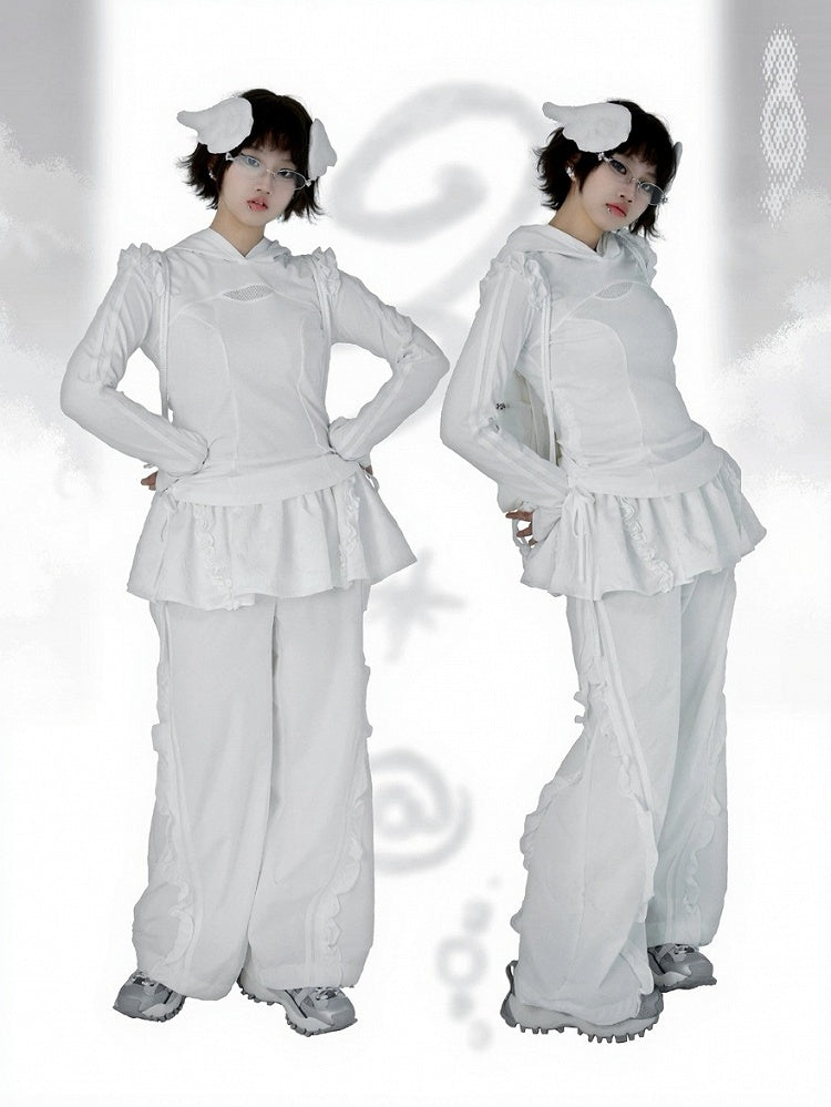 Casual Ruffle Pants with Skirt Hem - PICKYBONE