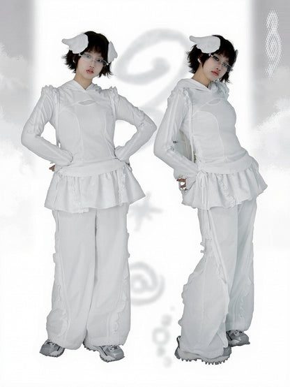 Casual Ruffle Pants with Skirt Hem - PICKYBONE
