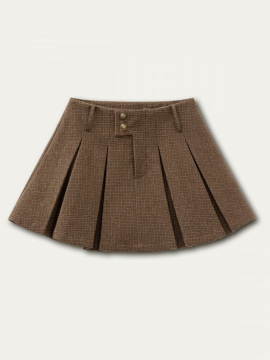 Vintage Houndstooth Brown Skirt