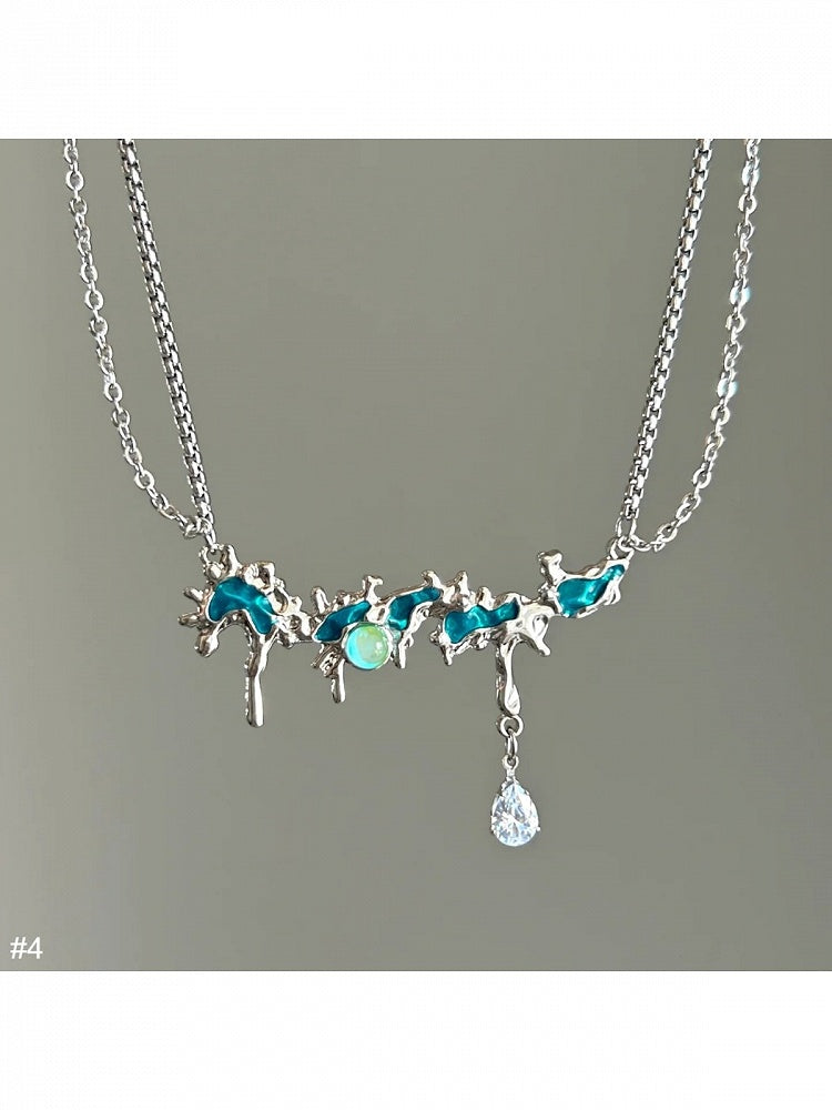 Collier Chaîne Strass Bleu - Kiwi Store