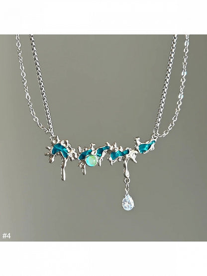 Collier Chaîne Strass Bleu - Kiwi Store