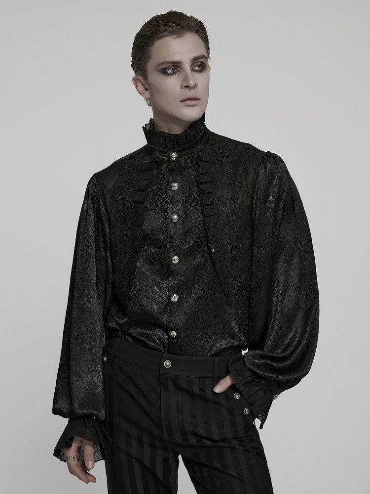 Gothic Black Shirt Glamorous Men's