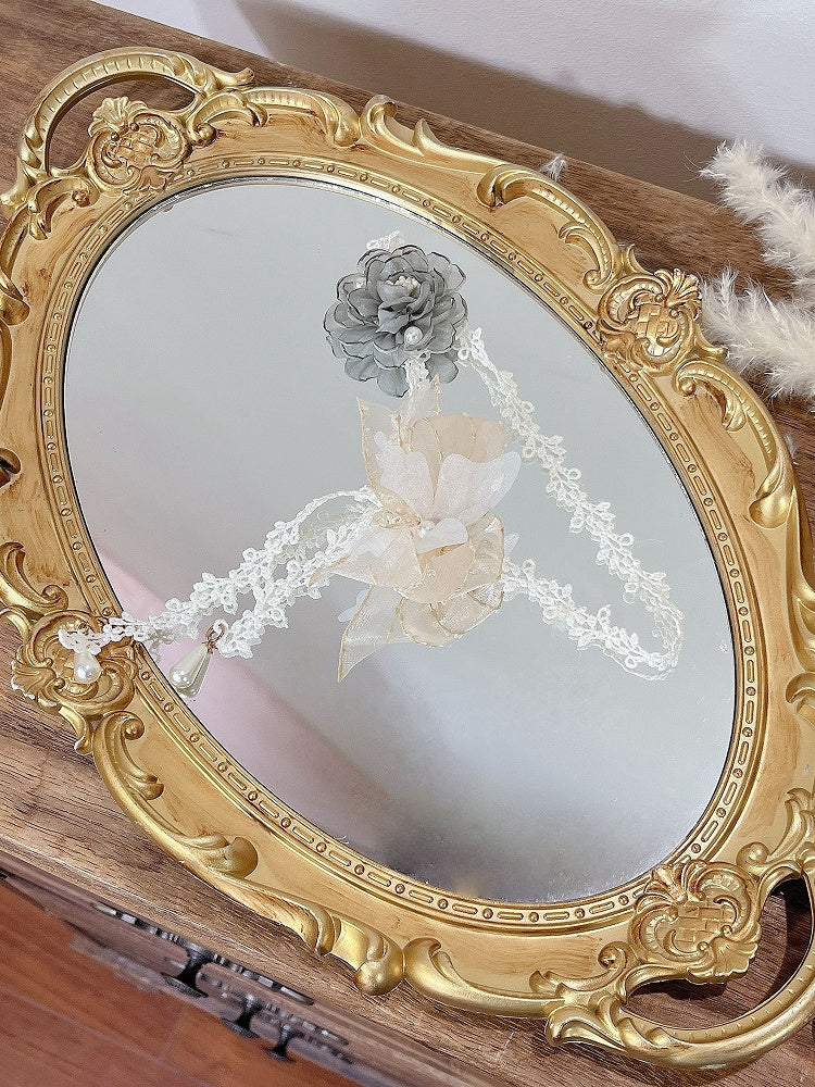 Grüne Blume und Champagner Bowknot Vine Choker