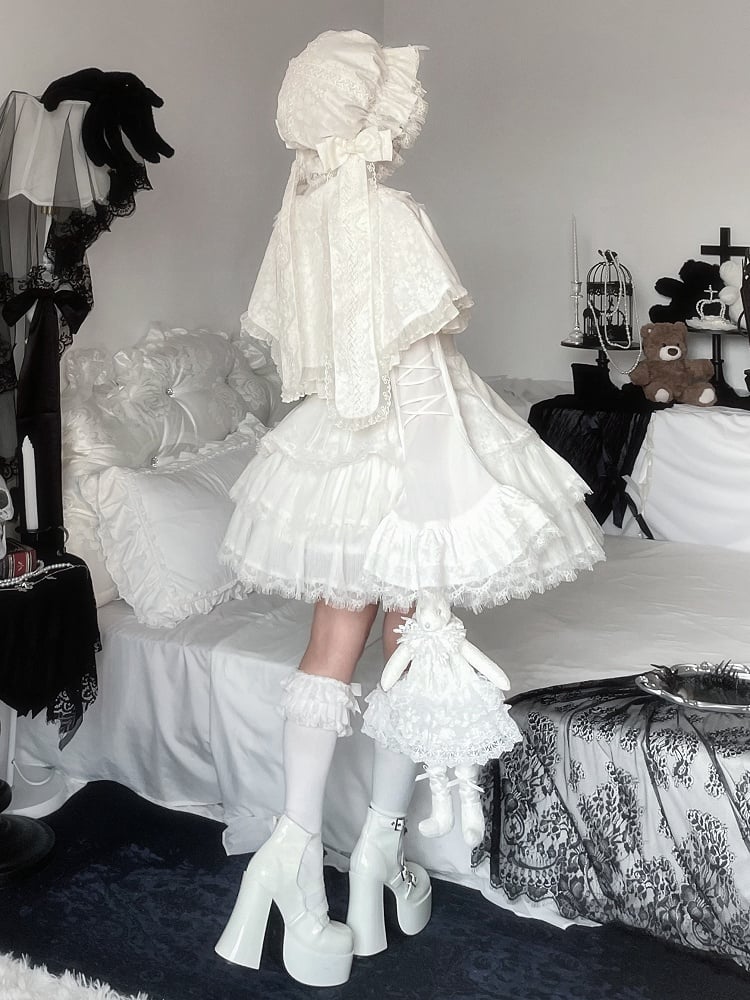 White Rounded Collar Cape