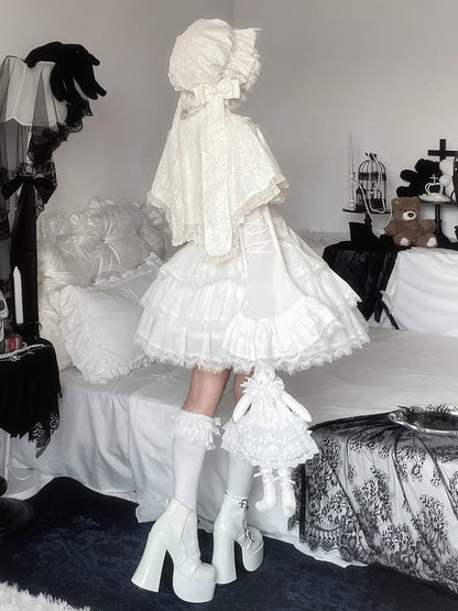 White Rounded Collar Cape