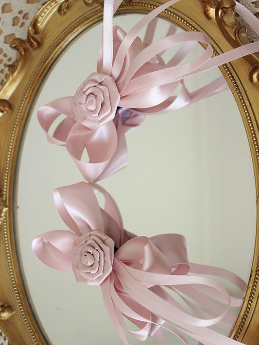 Bowknot Details Roses Design Hair Clips