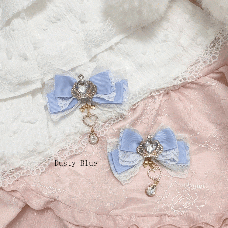 Rhinestone Clip 11 Crown Colors Kei Hair Bow Jirai