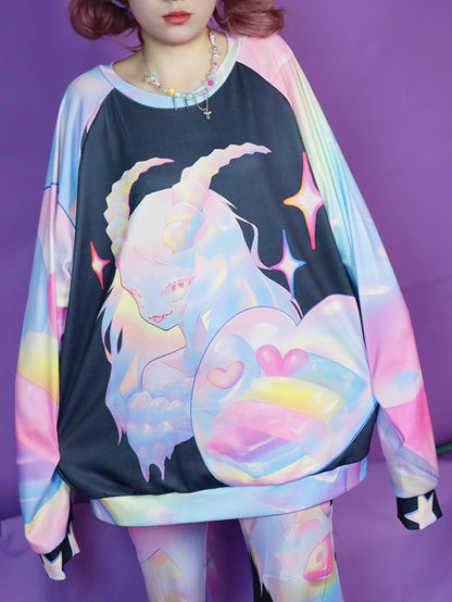 ギャルスウェットシャツ カラフル 漫画柄 ファッション