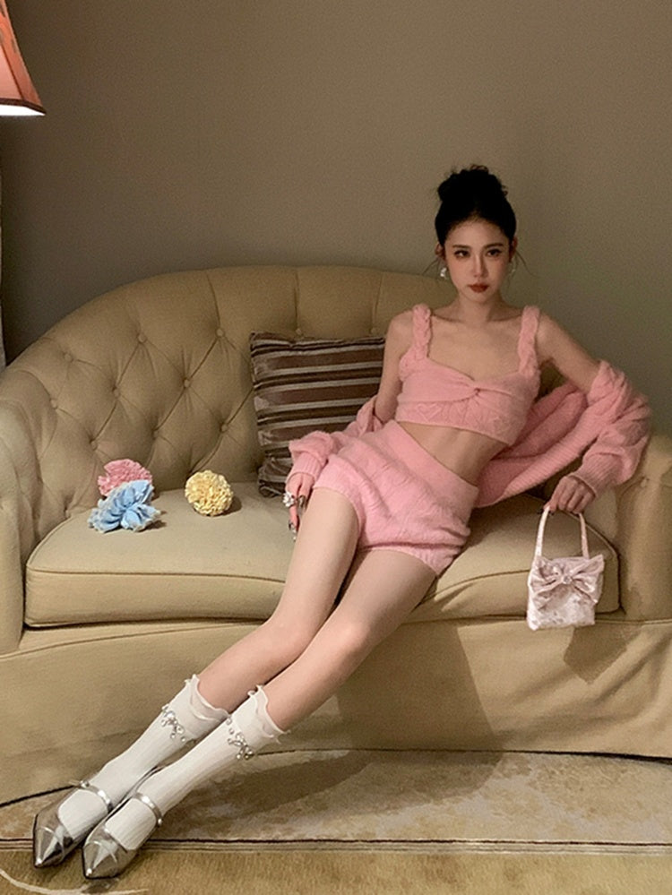 ホワイトブラックラインストーンリボン付きカーフソックス