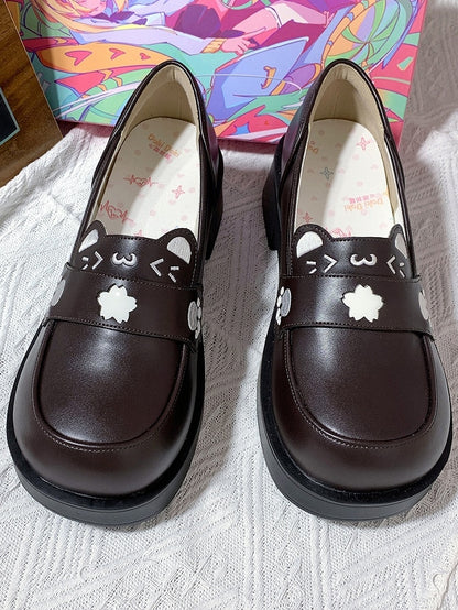 Kitty Preppy Mid in Brown Slip-On Cute Style Heels Sakura Matte