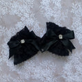 Black Crystal Bow Lace Wrist Accessories - Ekomi