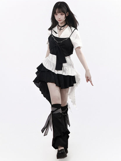 Black Leg Warmers with Ruffle Accents - PINK SAVIOR