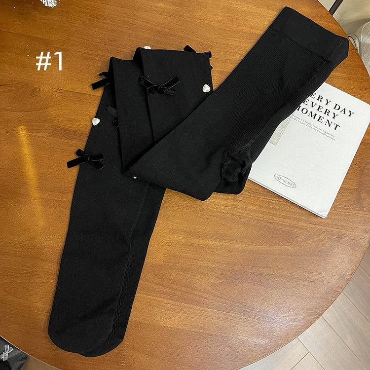 Sweet Bowknot Heart Tights