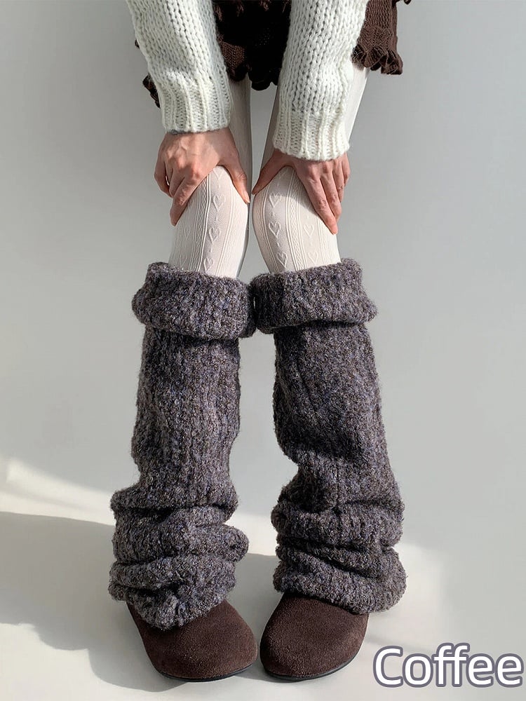 Marled Warmers Knit Slouchy Fluffy Leg