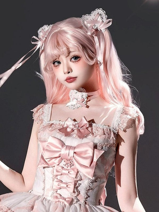 Heart Decorated Lolita Applique Pink/Blue Choker