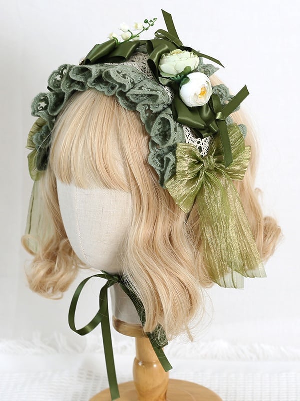 Valley Bowknot Hairband Green Of The Lace Gorgeous Country Lolita Lily