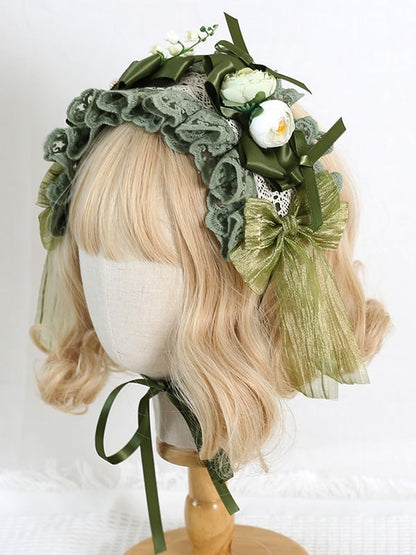 Valley Bowknot Hairband Green Of The Lace Gorgeous Country Lolita Lily