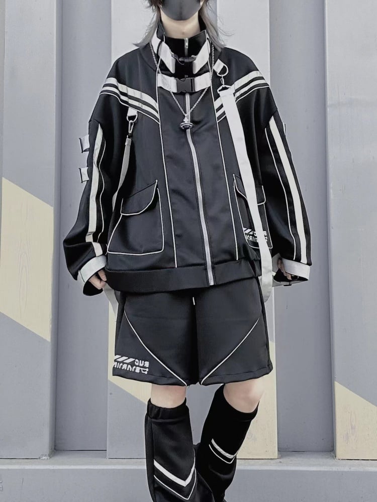 ブラックフューチャリスティックサイバーパンクバックルストラップ ジライケイ フルセット