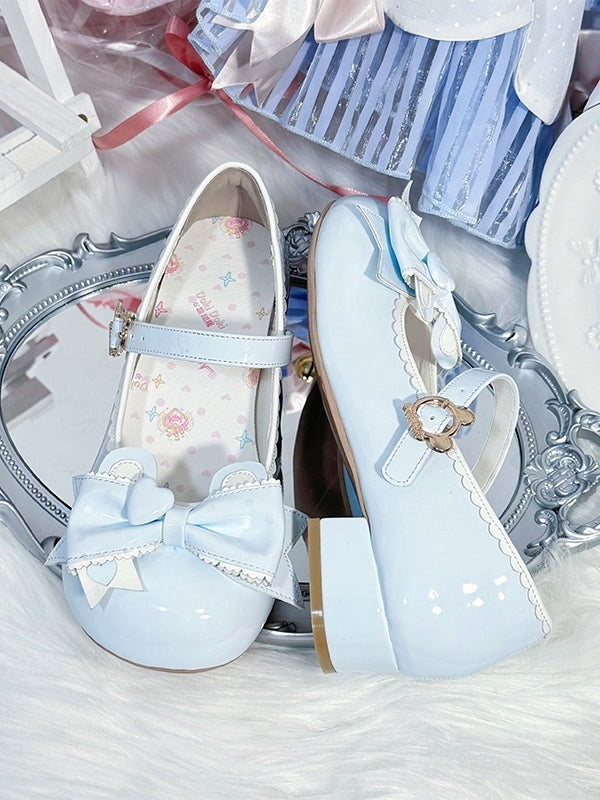 Mary and Clasp Bear Light Bow Dot with Sweet Janes PU in Blue Accent Teddy Lolita