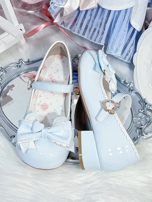 Mary and Clasp Bear Light Bow Dot with Sweet Janes PU in Blue Accent Teddy Lolita