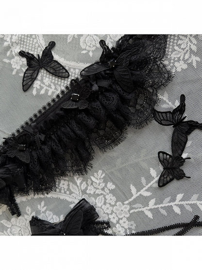 Monochrome Lace Headband with Butterfly Clip - Tachycardia