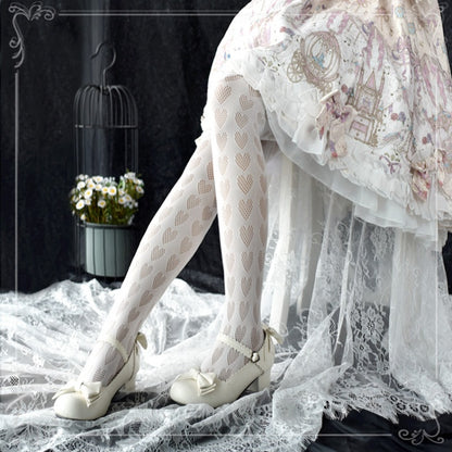 ブラック/ホワイトハート柄タイツ