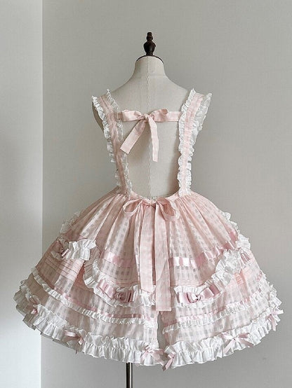 Rose Checkered Multi-Tier Bow Lolita Jumperdress