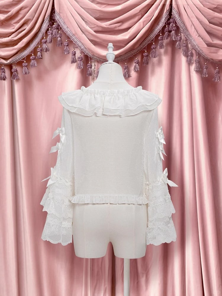 Accents Lolita Bow Bell Lace Sleeves with White Blouse