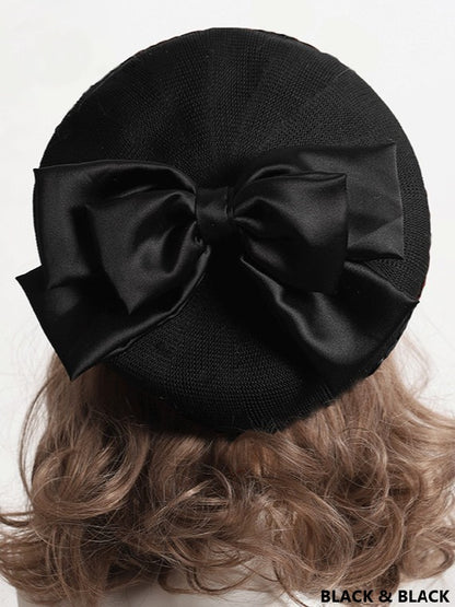With Bowknot Lolita Color Detachable Options Sweet Beret 18 Large