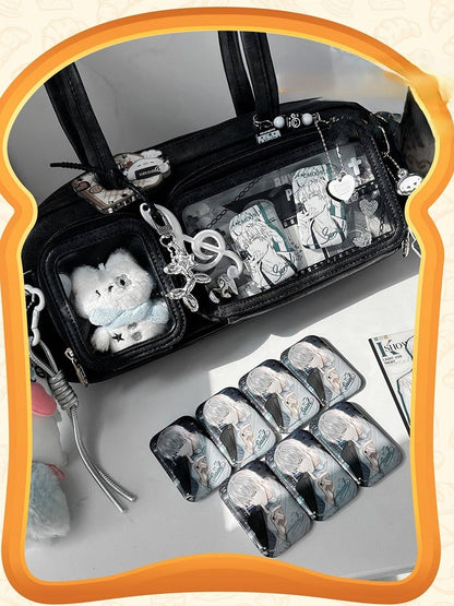 Display Window Shoulder Bag with Chocolate Dark Ita Bread-Inspired