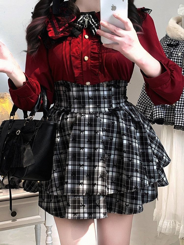 High-Waist Edgy in Skirt: 3 Sweet Jirai Tiered Plaid Kei Colors