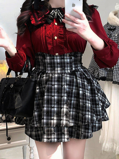 High-Waist Edgy in Skirt: 3 Sweet Jirai Tiered Plaid Kei Colors