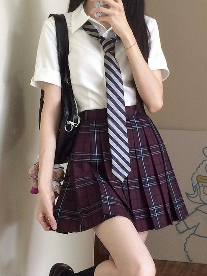Pattern JK Plaid Red Uniform Skirt 45CM Pleated