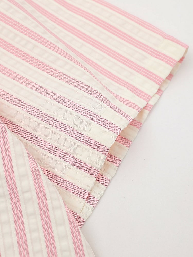 Kawaii Pink Striped Short Sleeve Shirt with Puppy Embroidery - Languid Park