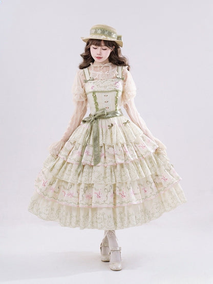Tiered Print Skirt Jumper Lolita Bunny
