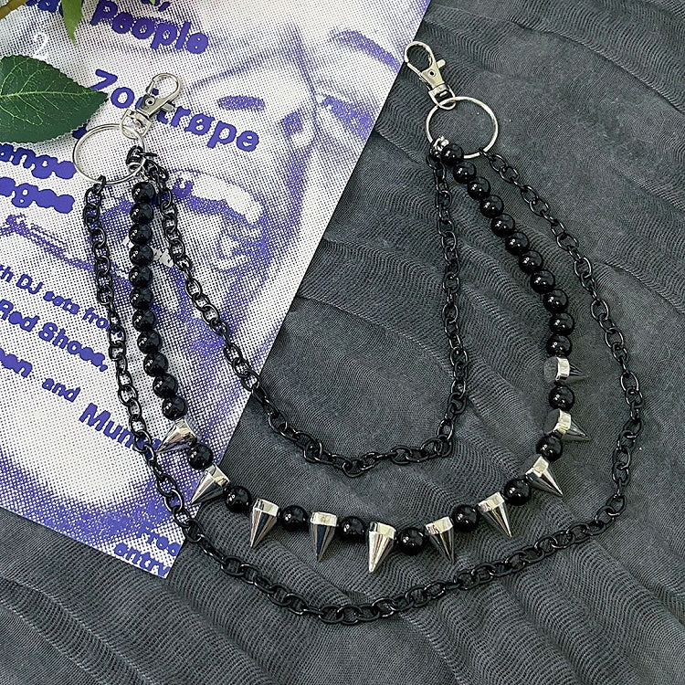 Chain Black Dress Decorated Options 2 Studs Accessory