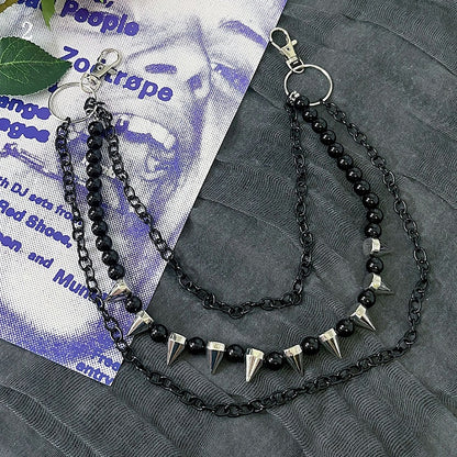 Chain Black Dress Decorated Options 2 Studs Accessory