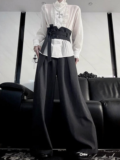 Corset Elegant Detachable Dark Gray with Pants Wide-leg
