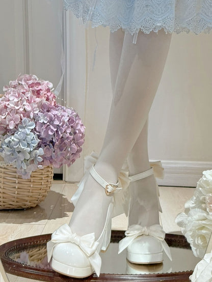 Sweet Toe Mary Bowknot White Janes Platform Details Lolita Round Shoes